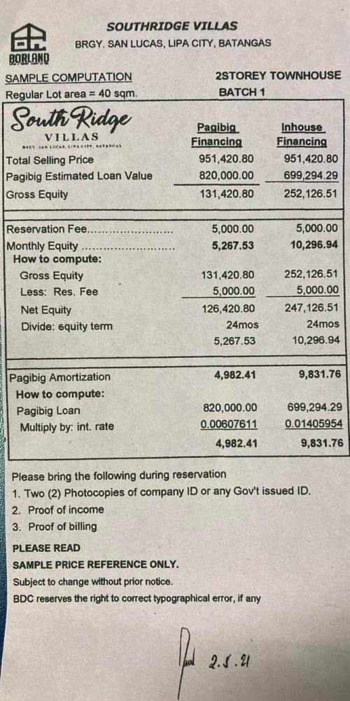 SAMPLE COMPUTATION