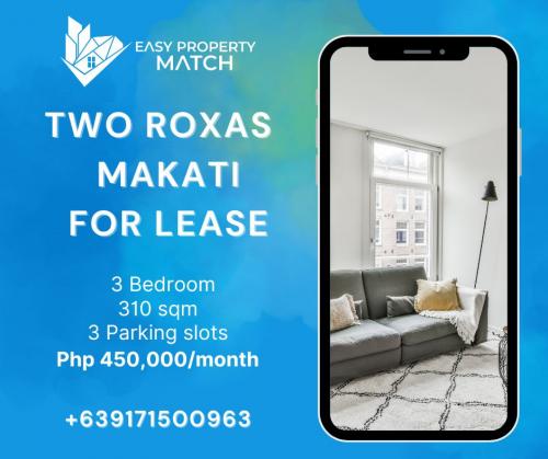 Two Roxas Triangle Makati 3 Bedroom Condo for Lease Rent