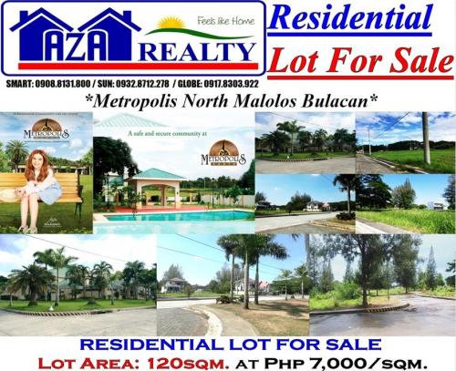 Php 7,000/sqm. Residential Lot For Sale 120sqm. Metropolis North Malolos Bulacan