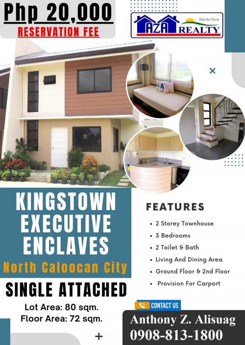 3BR Single Attached House And Lot For Sale in  in Kingstown Executive Enclaves Caloocan City