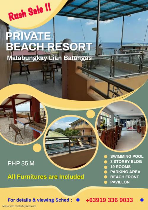  Matabungkay Private Resort - RUSH SALE !!! Beach / Resort FOR SALE: